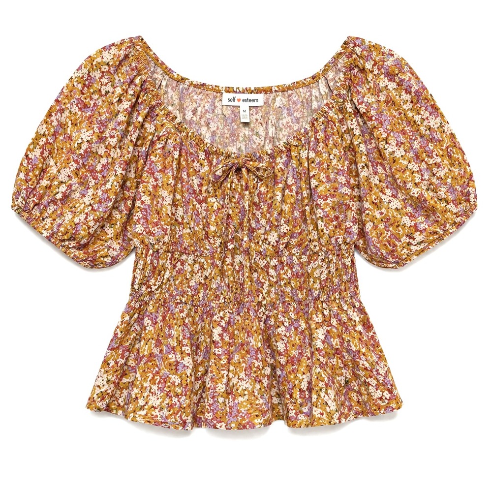 Cottagecore Milkmaid Puff Sleeve Peasant Top Womens Size Medium Soft Girl